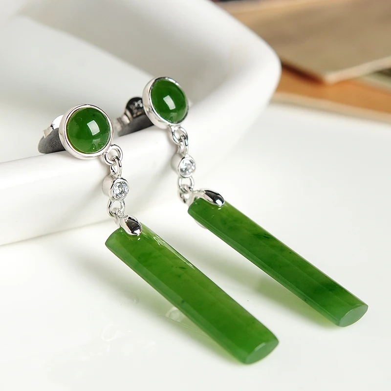 Аутентичные натуральные и Hetian jade Jasper серьги с сертификатом женские длинные серьги с нефритом высокого класса