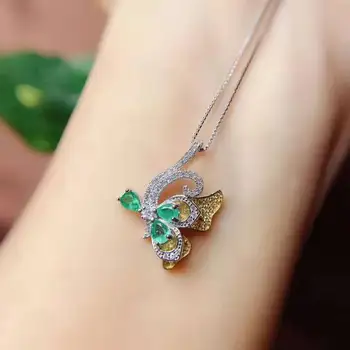 

Natural Emerald Necklace fashionable gem quality 925 silver 3x4mm