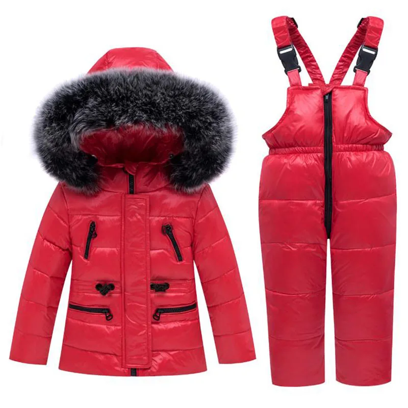 

Snow Overalls Cotton Infant Snowsuit 4 Colors Hooded Down Coat Winter Jumpsuit for Boys Warm Russian Winter Clothes