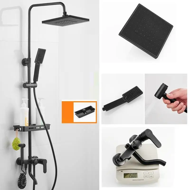 MODEL F Ducha Chuveiro Лонгборда Ducha Piscina дуще Doucheset Choveiro Preto Doccia сделать Banheiro Eletrico Chuveiro Ванная комната душа Системы - Цвет: MODEL F