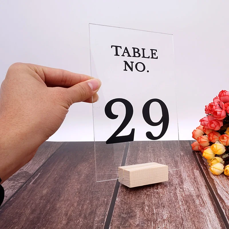 

Wedding Party Table Number Party Sign Transparent Acrylic Board Birthday Party Table Card Table Decoration Number Holder