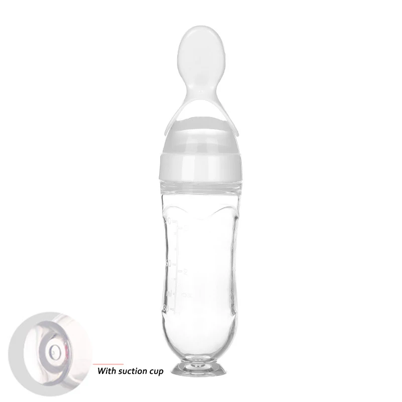 Itian Bouteille à presser en silicone de 90 ml pour bébé - Cuillère  distributrice de nourriture pour bébé - Avec cuillère - Complément  alimentaire