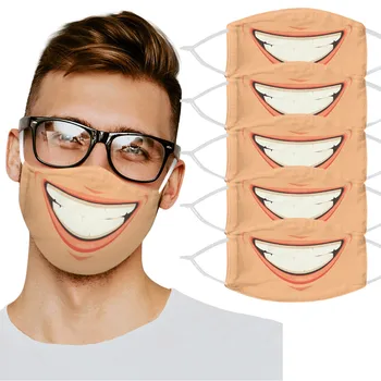 

5 PCS outdoor mask funny expression printed cotton mask adult fun printed face scarf breathable riding mask mascarilla 50*