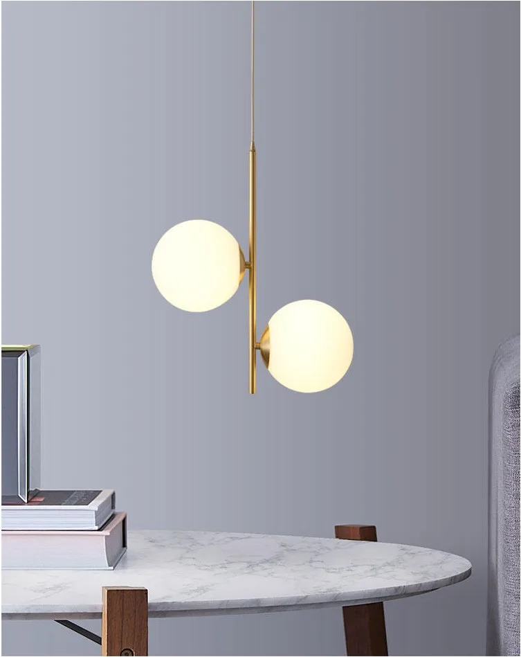 H7e40780d04994ac1bf73858229e93fd5h Modern simple Coppery Restaurant Pendant light luxury Bedside Nordic designer Creative personalized Acrylic ball G9 Hanging lamp