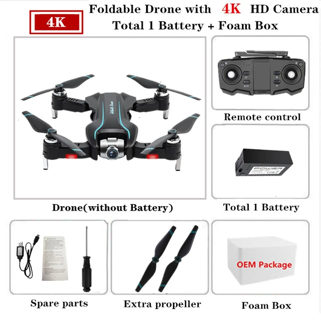 4K-Foam Box-1B Дрон S17 Дроны с регулируемой широкоугольной камерой 4K складной Квадрокоптер оптический поток DroneRC Вертолет VS SG901 SG900 XS816 - Цвет: 4K-Foam Box-1B