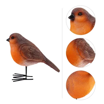 

2pcs Resin Simulation Robin Adornment Resin Lovely Bird Model Robin Model Scene Adornment