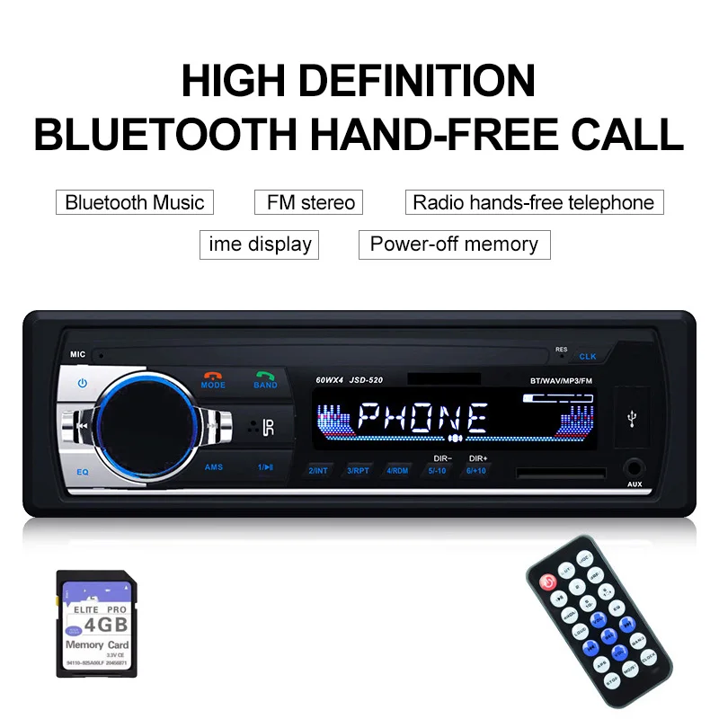ISO 4GB 1 DIN 12 в Bluetooth аудио музыка стерео автомобильный Радио Mp3 плеер FM Aux вход приемник SD USB JSD In-Dash автомобильный MP3 мультимедийный плеер - Цвет: ISO 4GB
