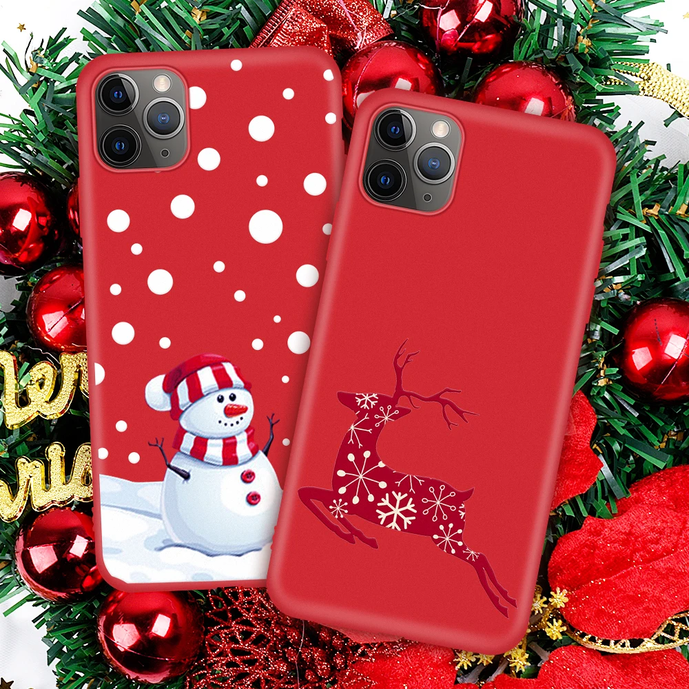 Red Christmas Santa Case for iphone 12 11 Pro Max Reindeer Tree Soft TPU Case for iphone 12 pro mini Christams gift protector