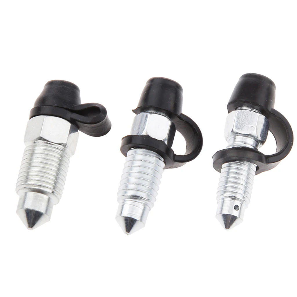 Steel Brake Caliper Bleed Screw Nipple for Motorcycle 3 x brake bleeder screw caps