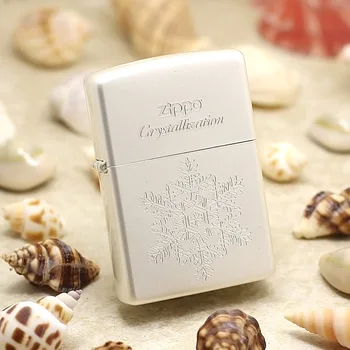 

Genuine Zippo oil lighter copper windproof Crystal snowflake cigarette Kerosene lighters Gift With anti-counterfeiting code