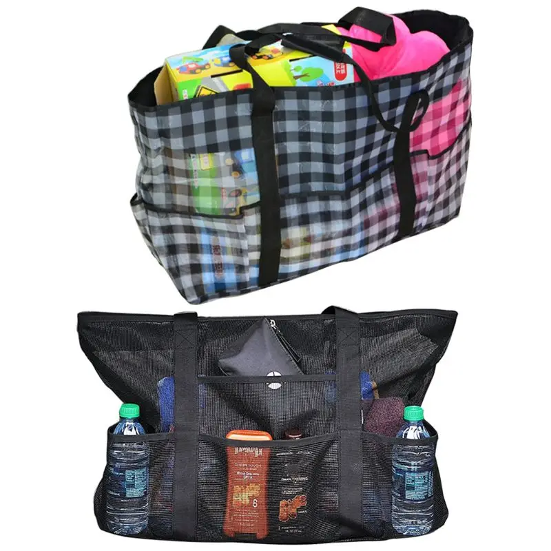 

Large Capacity Mesh Beach Pool Bags Oversized Carry Handbag for Towel Bottle