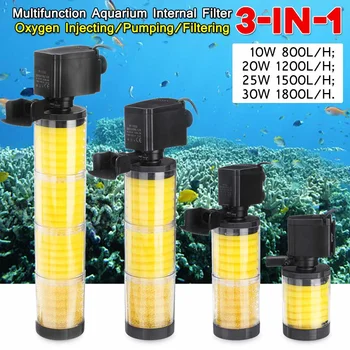 

3 in 1 Aquarium Internal Filter 10/20/25/30W Fish Tank Water Circulation Oxygen Filter Pump with Four Suction Cups Pets Products