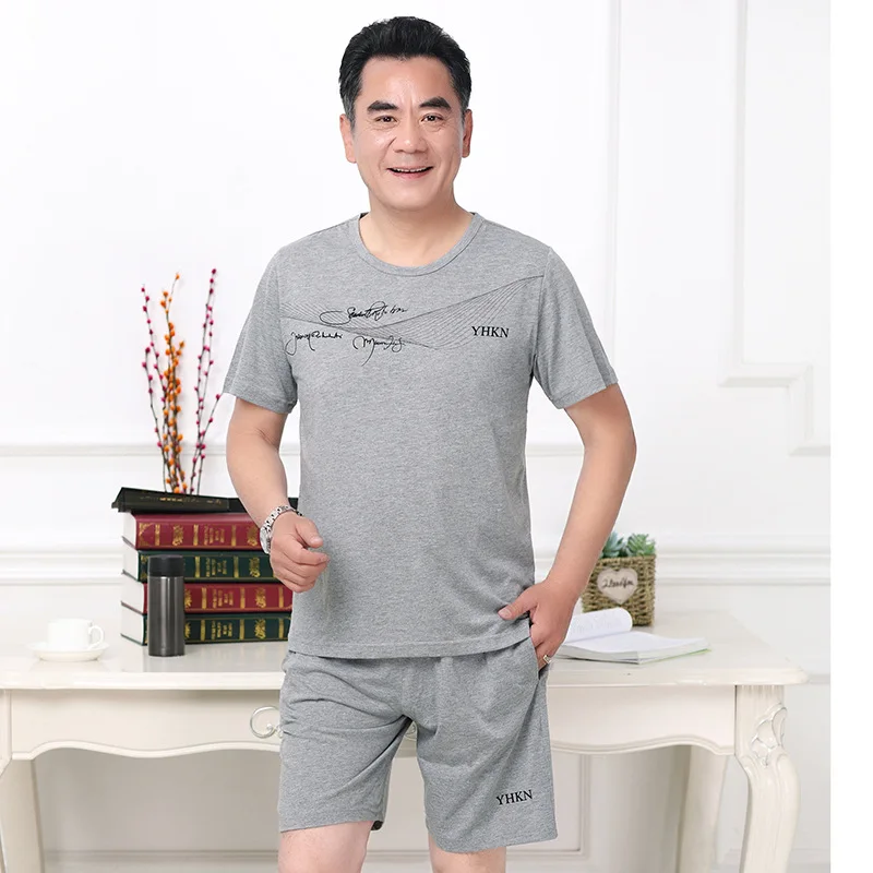 

Summer Sports Clothing Set MEN'S Short Sleeve Shirt Shorts Middle-aged Men'S Wear Middle-aged Daddy Clothes Casual Running Two-P