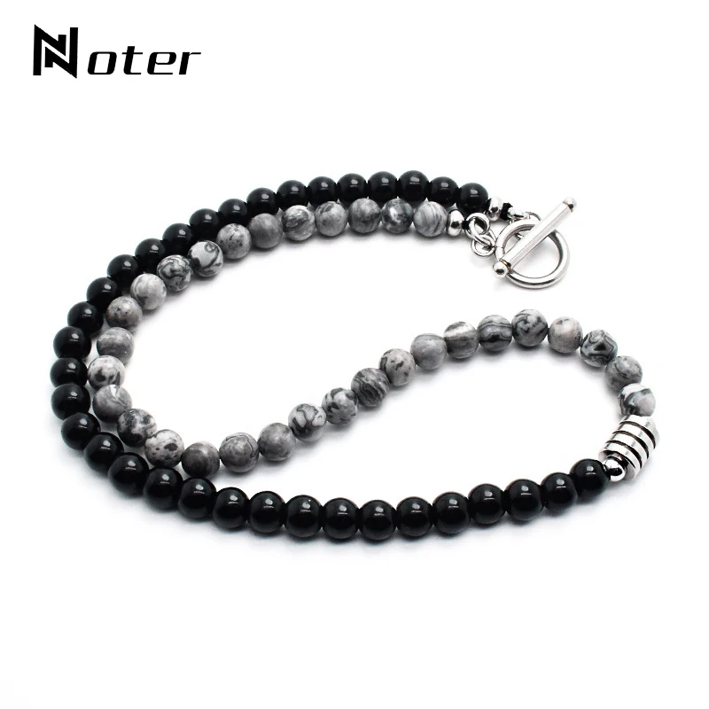 Ожерелье Noter из натурального камня для мужчин простой крючок нержавеющей стали в