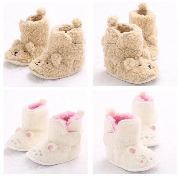 Зимняя обувь из хлопчатобумажной ткани с изображением животных, щенков, кролика, теплая плюшевая домашняя обувь с мягкой подошвой для малышей, обувь для первых шагов