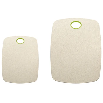 

Fashion-2Pcs/Set Chopping Board Non-Slip Block Cutting Board Set Eco-Friendly Wheat Straw Kitchen Meat Fruit Food Vegetable Boar
