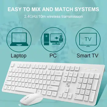

BEESCLOVER Keyboard and mouse wireless 108 keys 2.4G LX710 Wireless Keyboard + Mouse for Desktop Computer Notebook r57