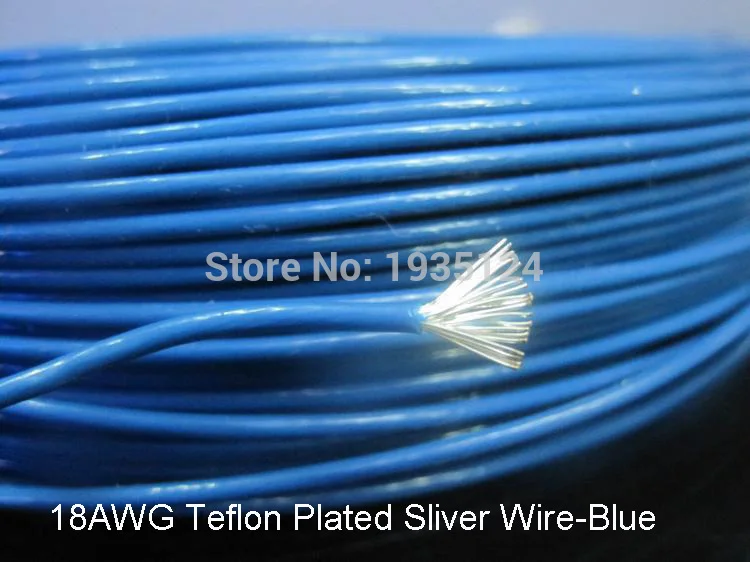 Blue 95 м 18AWG прозрачный FEP посеребренный медный провод - Цвет: Blue