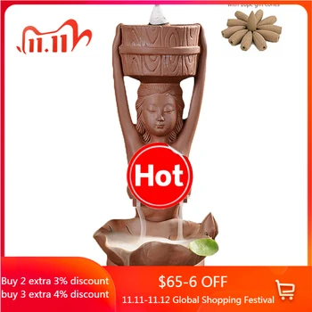 

Incense-n-Wish Bath Lady Backflow Insence Burner Waterfall Smoke Holder Clay Aroma Furnace Handmade Odor Remover Dropshipping