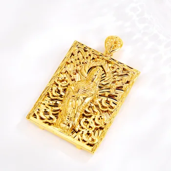 

Exquisite Sand Gold Pendant for Men Women Guanyin Bodhisattva Pendant for Necklace without Chain 14K Gold Jewelry Male Female