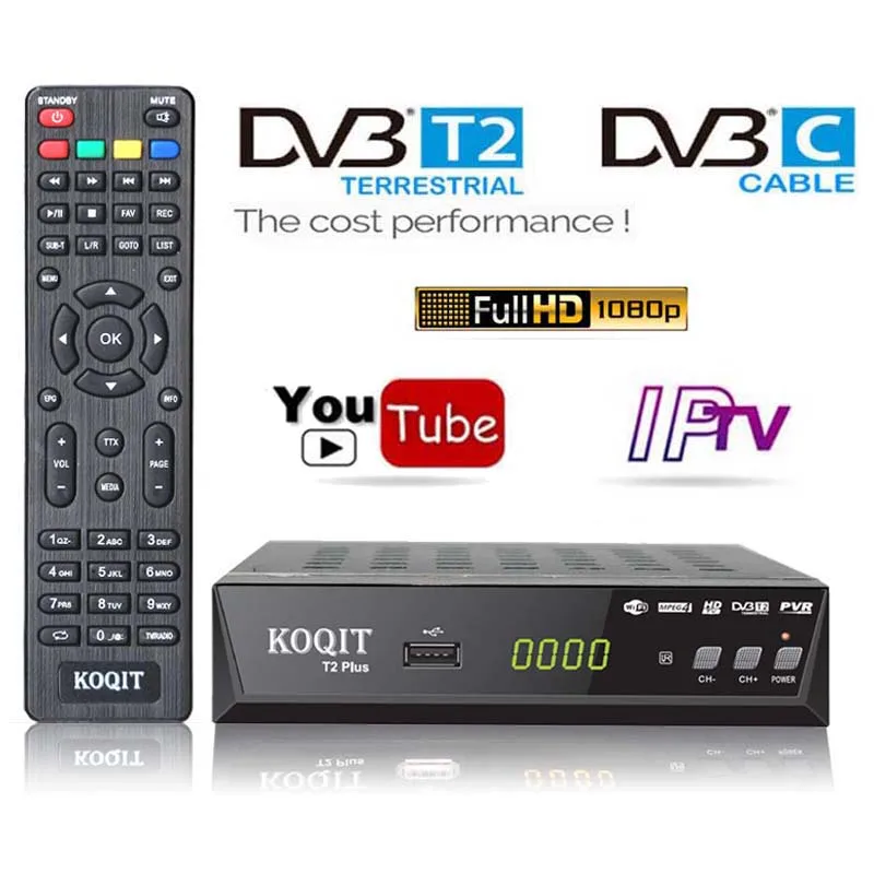 H264 Бесплатное IPTV тюнер Dvb T2 dvb c цифровая тв приставка t2 ТВ Youtube Россия IP HD 1080P DVBT2 DVB C приемники FTA антена для