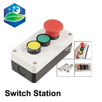 

Red Mushroom Cap Yellow Green Push Button Momentary Action Switch Station