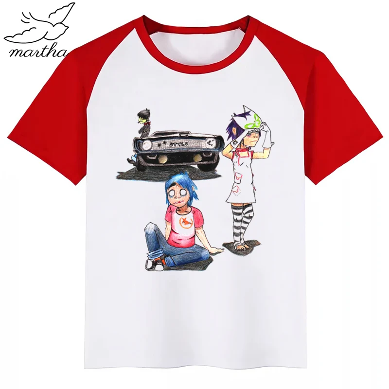 Gorillaz/детская футболка летние топы для девочек и мальчиков; повседневная детская футболка с короткими рукавами и рисунком; детская одежда