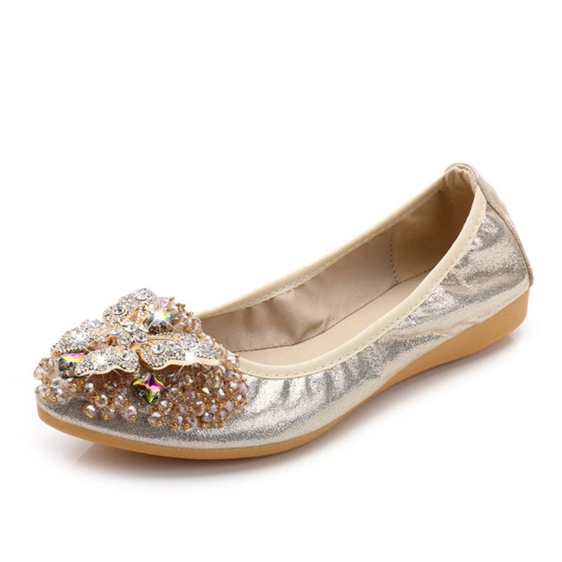ladies silver ballet flats