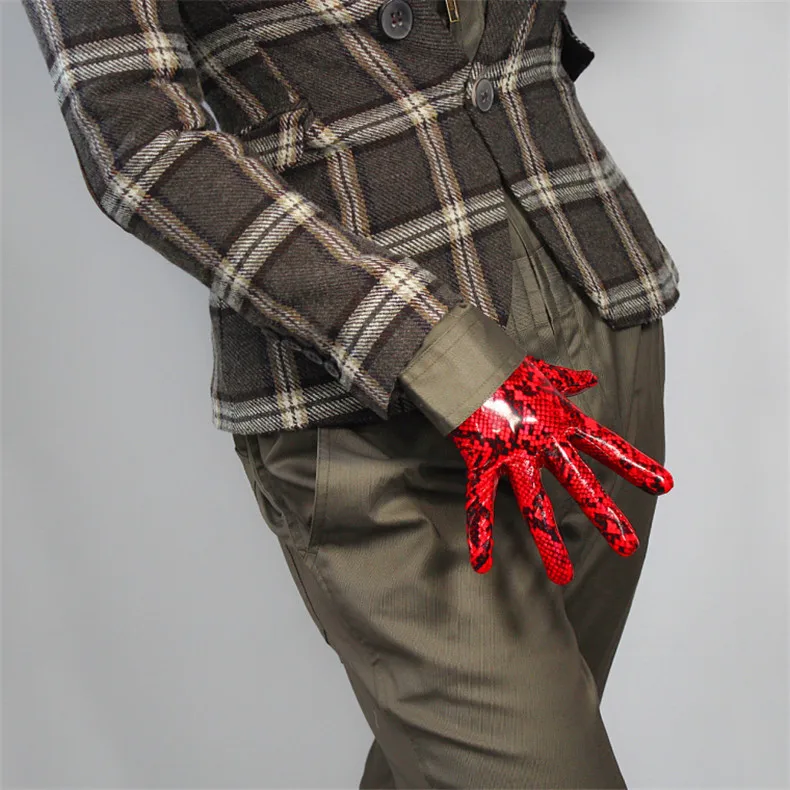 Snakeskin Extra Long Gloves 60cm Patent Leather Faux Leather PU Shine Leather Animal Pattern Python Red Female PU151
