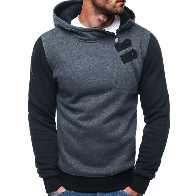 

Winter Hooded Sweatshirt Sweatshirt Men's Fleece Sportswear Slim Button Pullover Men's Hip Hop Solid Color Sportswear Streetwear
