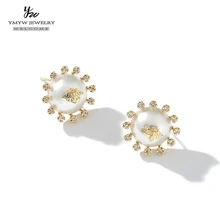 YMYW круглые серьги-гвоздики Пчелка из искусственного жемчуга, циркония, очаровательные брендовые модные минималистичные классические трендовые серьги в виде насекомых для женщин, подарок