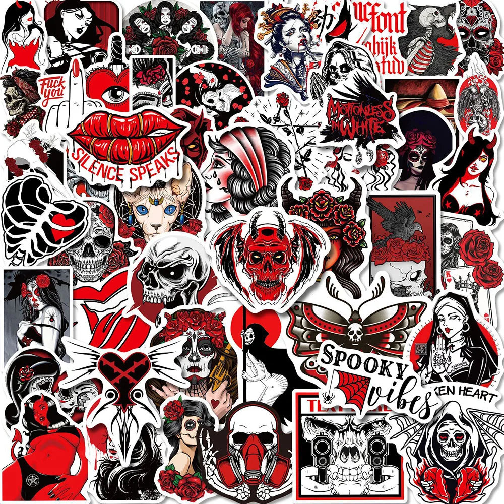 10/30/50pcs Punk Horror Gothic Graffiti Stickers Kids Toy Decals Laptop Phone Luggage Skateboard Car Cool Waterproof Sticker | Игрушки и