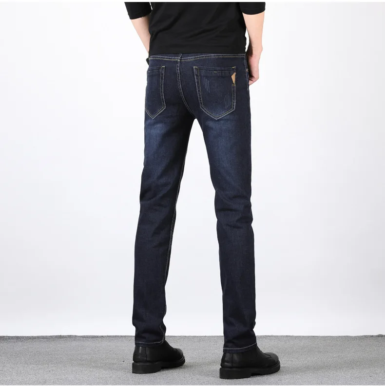 Зимние теплые фланелевые Стрейчевые джинсы мужские s зимние качественные известные брендовые флисовые брюки мужские прямые флокированные брюки джинсовые мужские