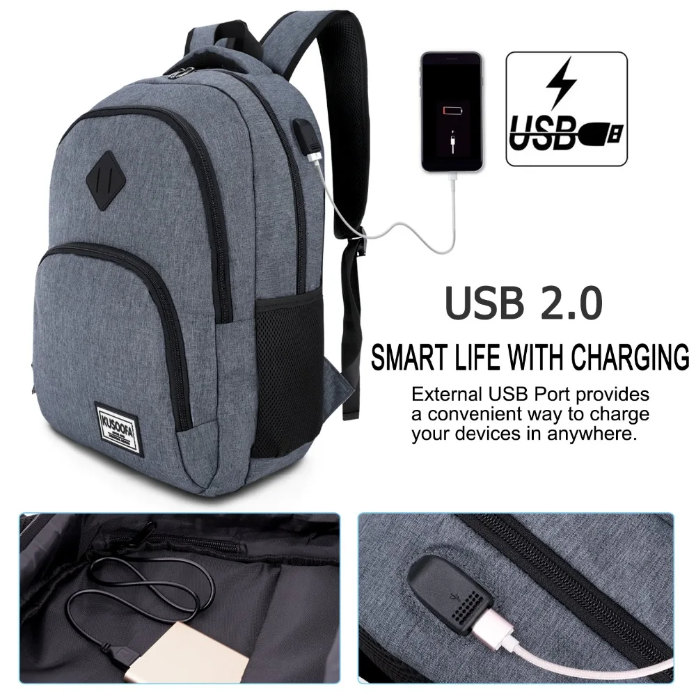 Men Backpack USB charging for 15.6 inches Business Travel Waterproof Laptop Bagpack student Bookpack Casual Style School Bag (2)
