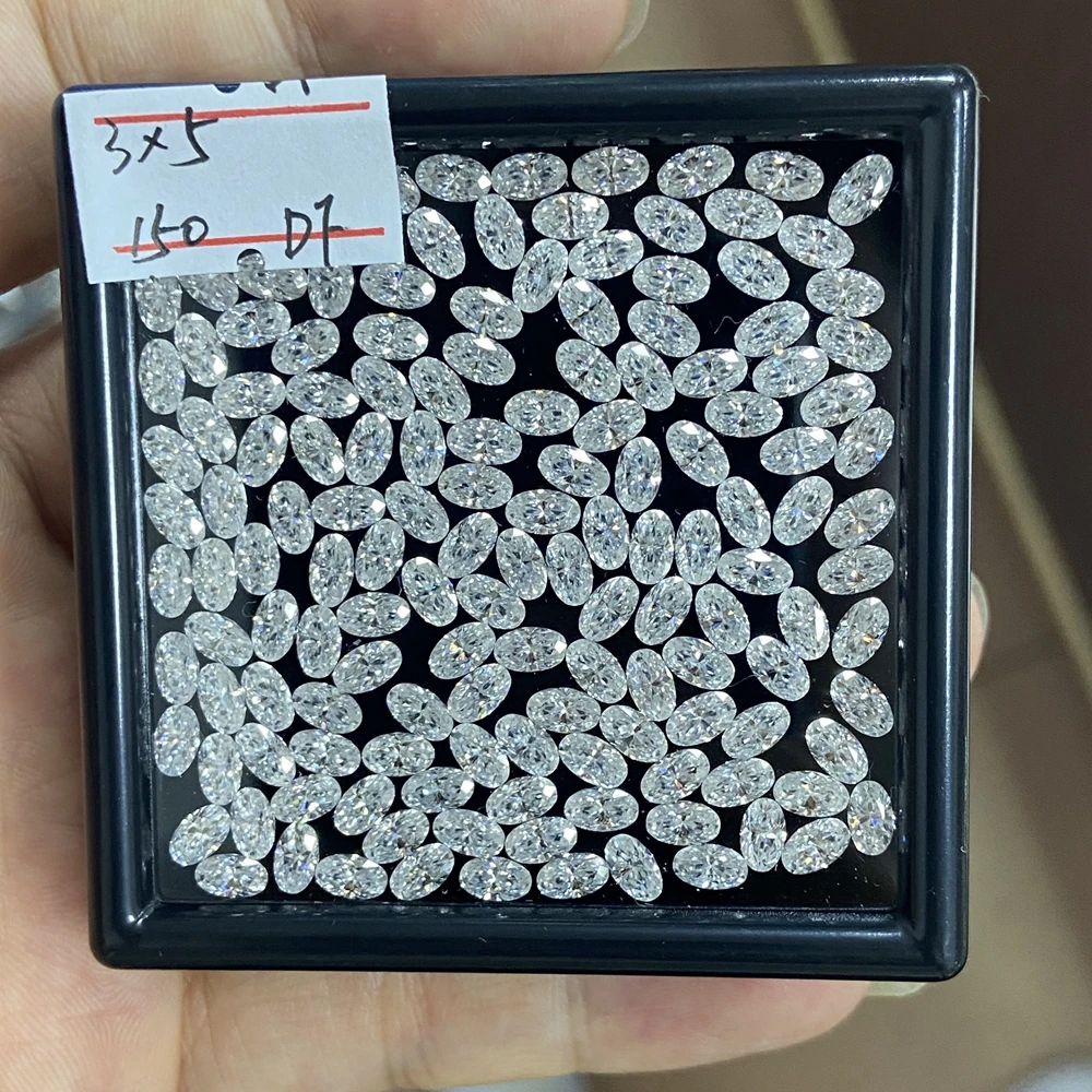 Искусственный бриллиант VVS 2 шт. овальный камень размером 5 х3 мм 0 3 карата D |