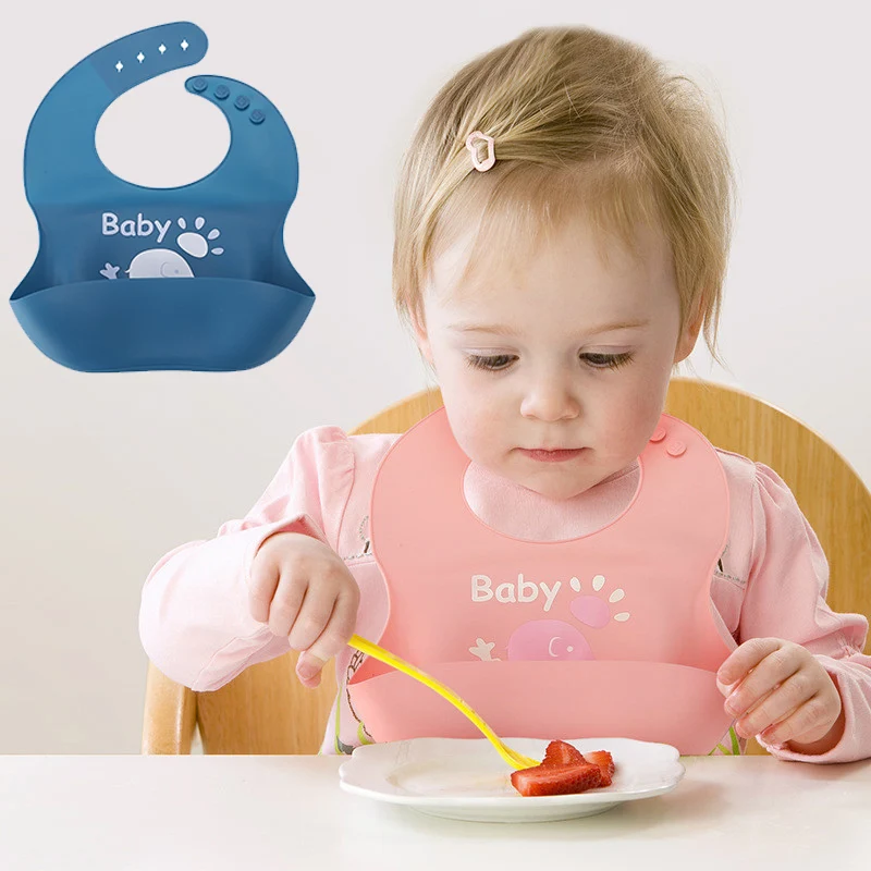 Baby Bibs Silicone Waterproof Saliva Dripping Bandana Bibs Catoon Newborn Feeding Soft Edible