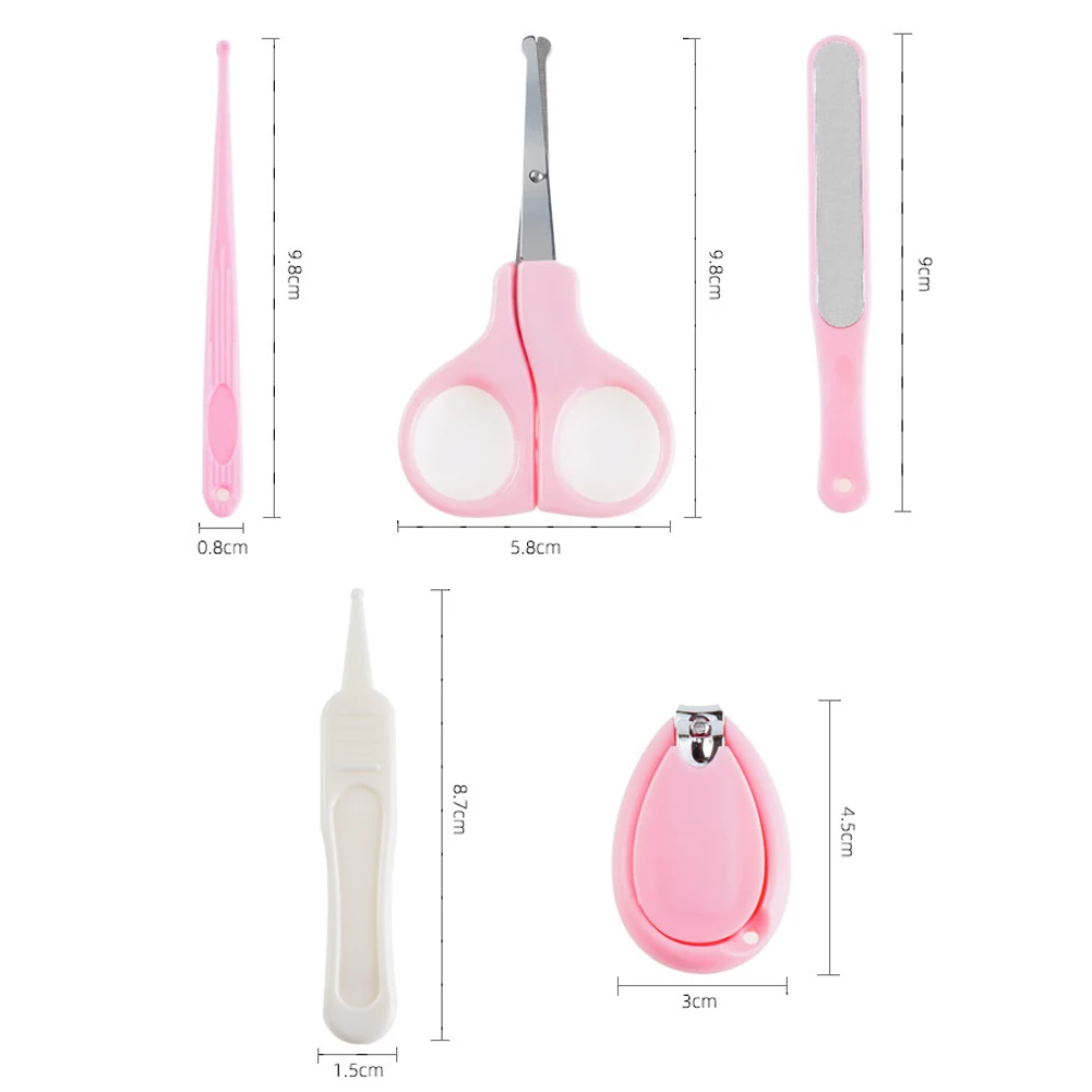 5PCS/Set Childish Baby Care Safety Nail Trimmer Cutter Infant Nail Clipper Scissors Ear Pick Nail File Tweezers For Kids New Hot