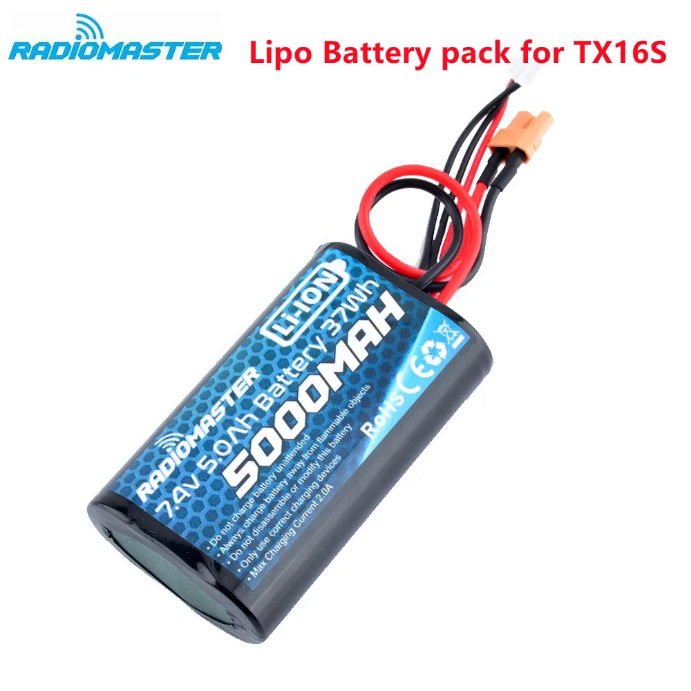 

RadioMaster 2S 7.4V 5000mah 37wh Lipo Battery pack for TX16S TRemote Control Transmitter JST-XH and XT30 Plug Large Endurance