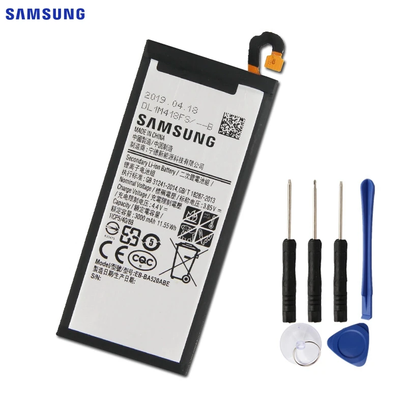 Samsung оригинальная замена Батарея EB-BA520ABE для samsung Galaxy A5 A520 SM-A520F Edition A520F 3000 мА/ч, Аутентичные