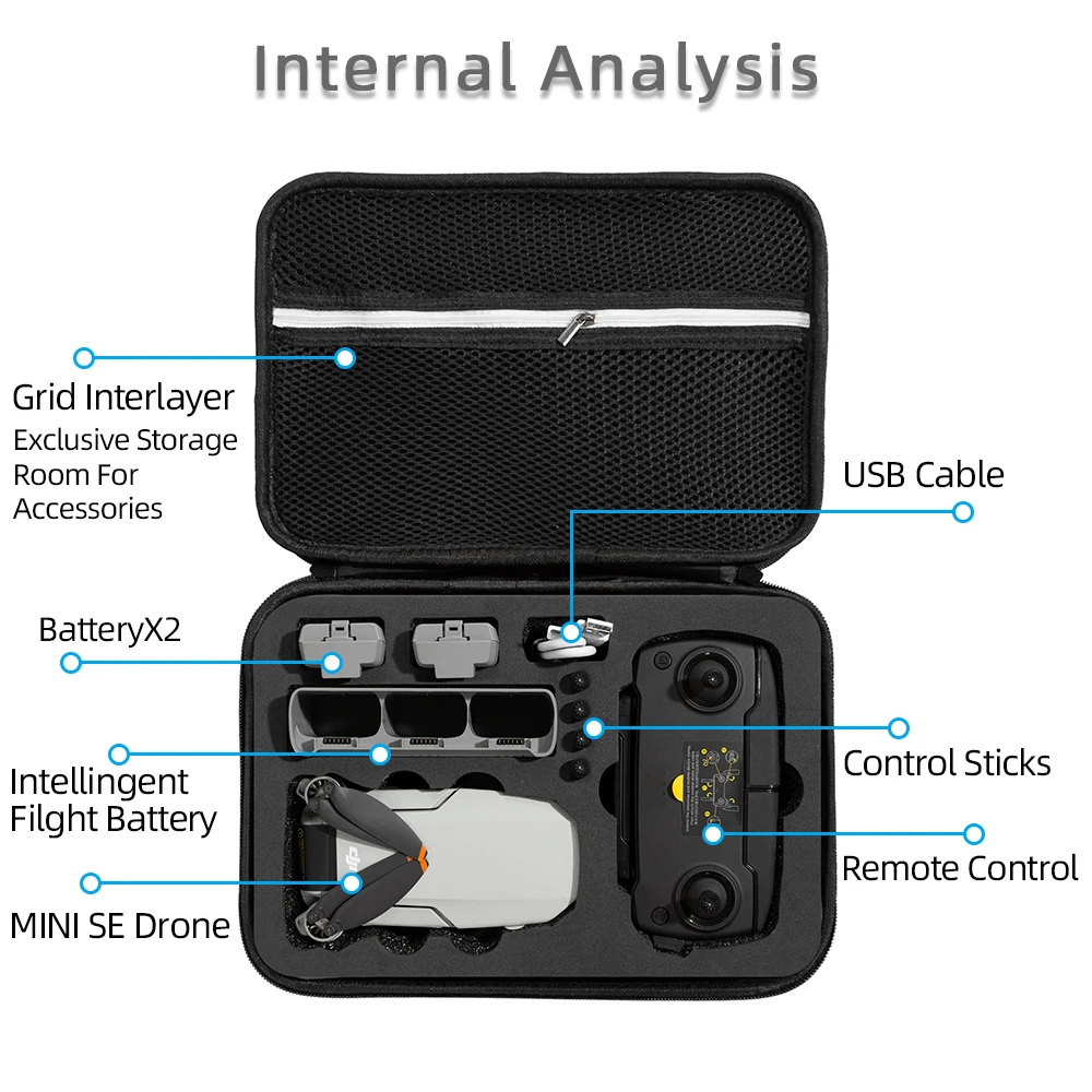 Bolsa de Armazenamento Viagem ao ar Case de Transporte Bolsa para Dji Mini Portátil Livre Bateria Drone Acessórios Dji se - Image 3
