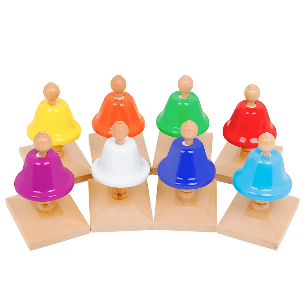 Kids Musical Instrument Toys Handbell Hand Bell Eight Tone Colorful Class Bell Baby Early Education Christmas Gift