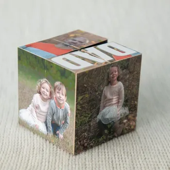 

Personalize family Memory Block Photo Puzzle - Photo Cube - Home Decor - Keepsake - Father's Day Puzzle - Unique gift for mother