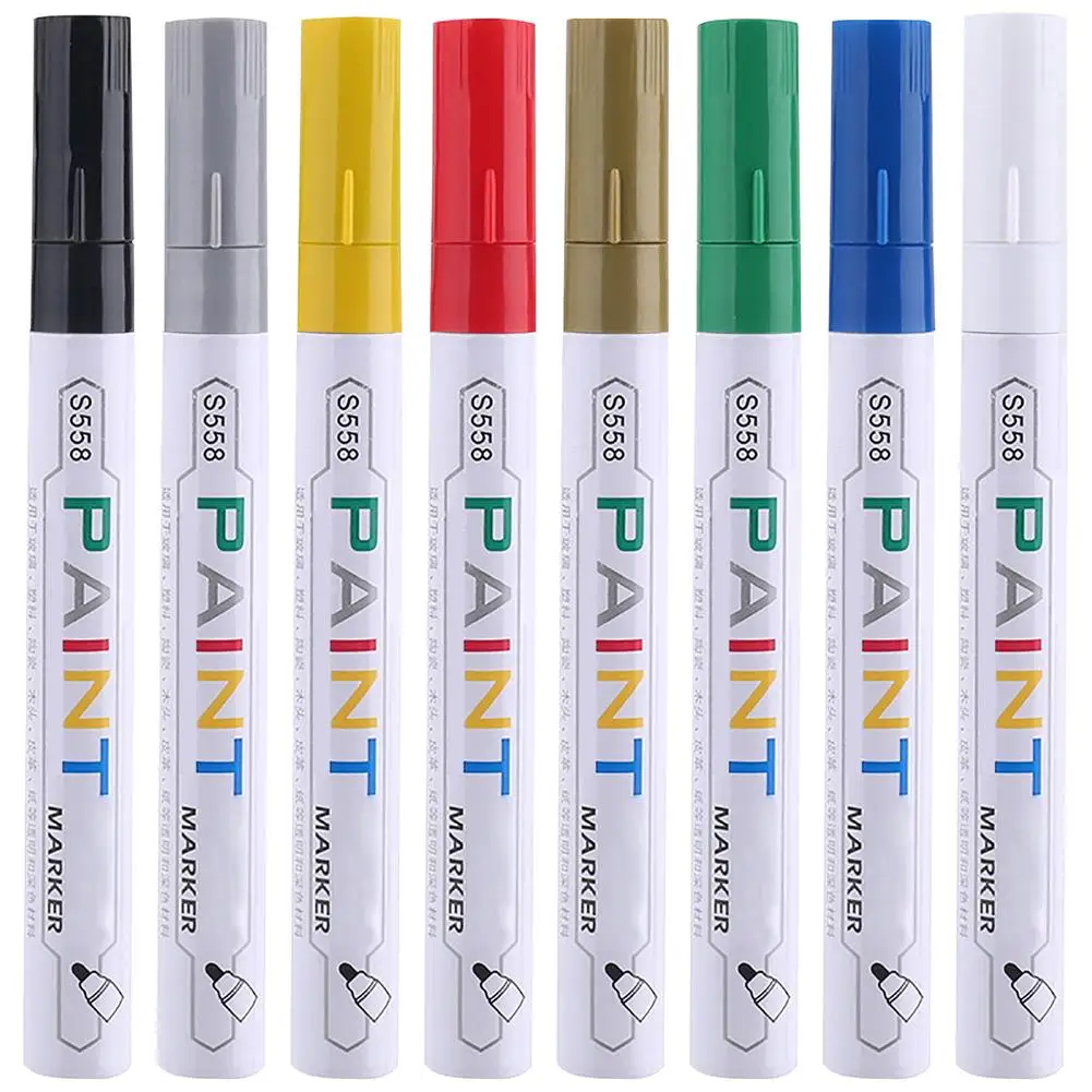 Paint Pen Waterproof Permanent Marker Pen Oil-based Pen 8 Colors Paint Marker Pen DIY Graffiti Pen Tire Pen Touch-up Pen afbeelding
