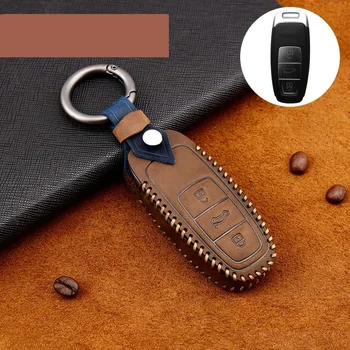 

Genuine Leather Handmade Car Key Cover key Case For Audi A6 C8 A7 A8 Q8 2018 2019
