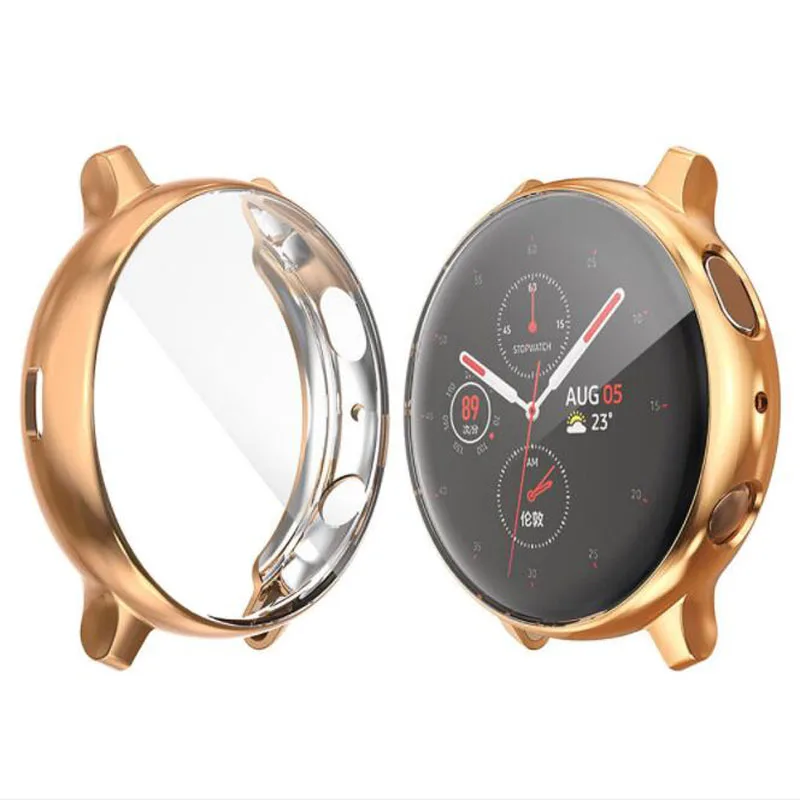 Силиконовый мягкий защитный чехол на весь экран для samsung galaxy watch active 2 40 мм 44 мм Защитная крышка - Цвет: Rose Gold