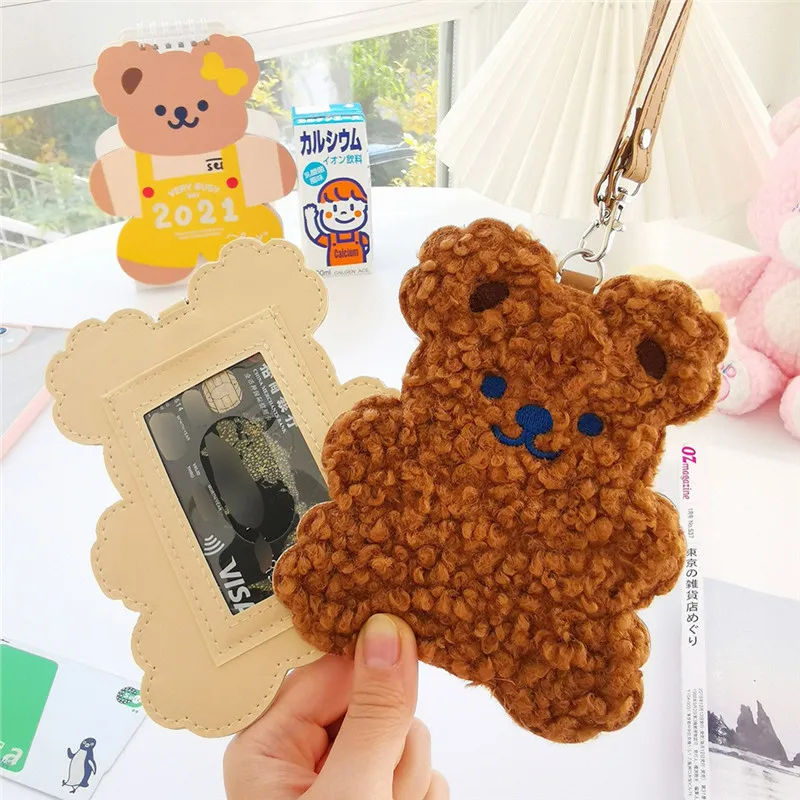 

Bentoy Milkjoy Plush Card Holder Business Card Cover Winter Rabbit Kawaii Coin Purse For Women Bag Pendant Travel Accessories