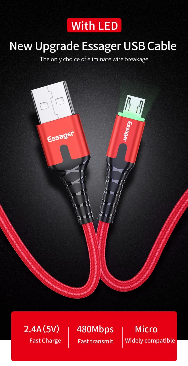 Essager светодиодный кабель usb type C 3 м кабель для быстрой зарядки кабель usbc для Xiaomi K20 samsung Oneplus 7 Pro мобильный телефон USB-C зарядное устройство