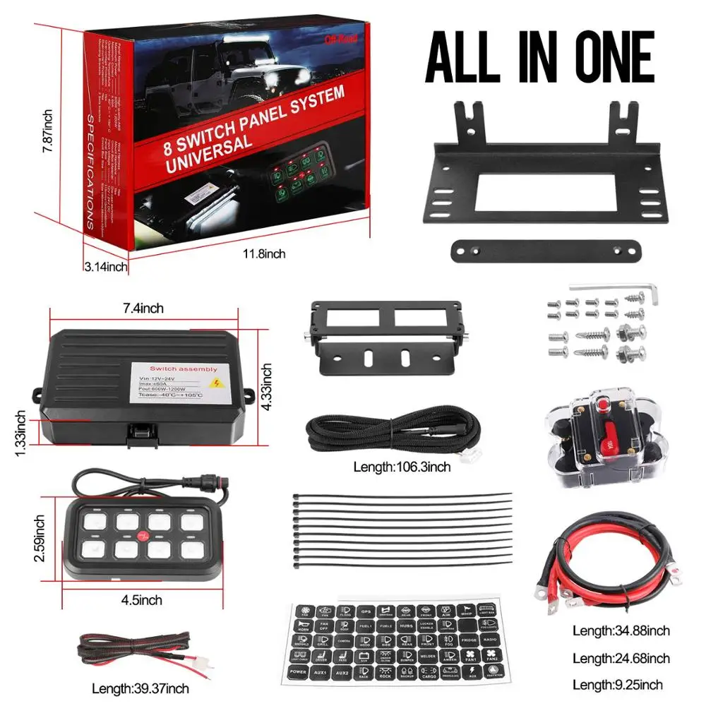 painel de interruptor led verde 8 gang 01