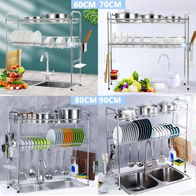 2 Layers Dish Drying Rack Over the Sink Kitchen Storage Shelf Counter-top  Space Saver Stand Tableware Drainer Organizer - AliExpress