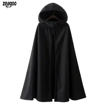 

Women Solid Hooded Cloak Coat Long Sleeve Casual Autumn Winter Jacket Outwear Casual None Autumn,